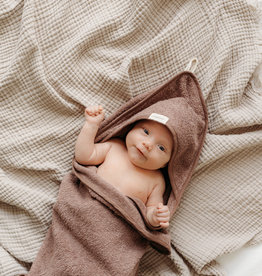 ONE-SIZE Baby hooded towel cacao coloured 75x75 cm