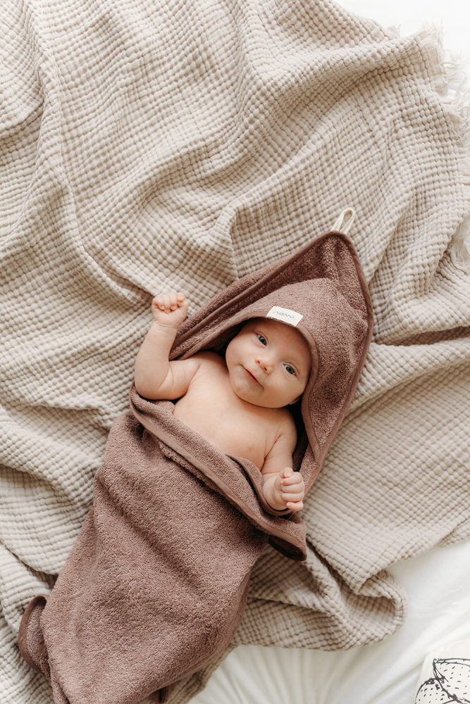 AARRE Baby hooded towel cacao coloured 75x75 cm