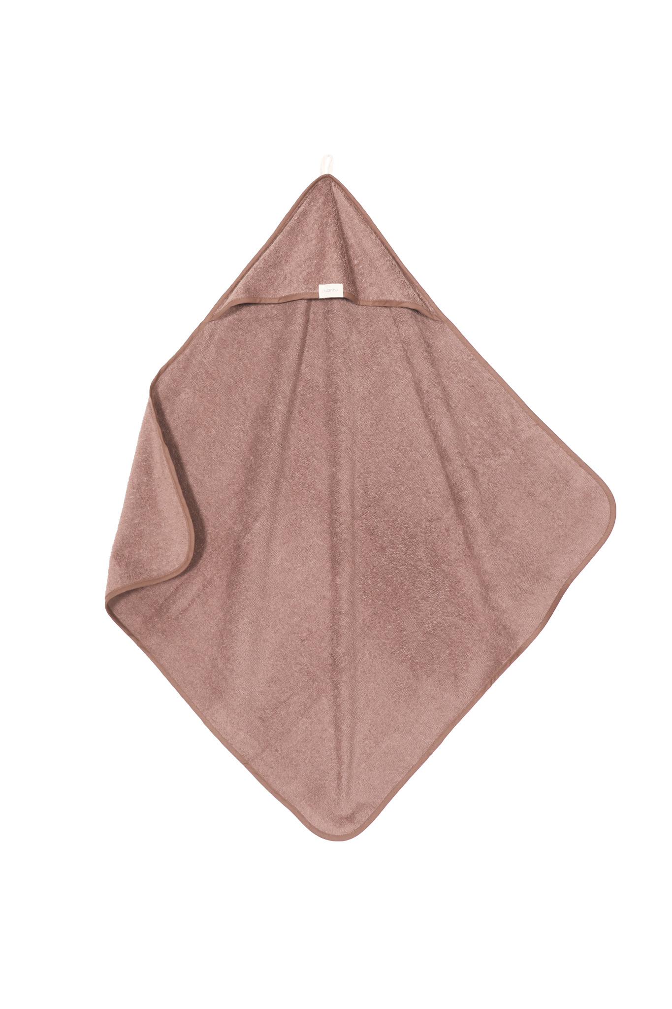 Baby hooded towel cacao coloured 75x75 cm