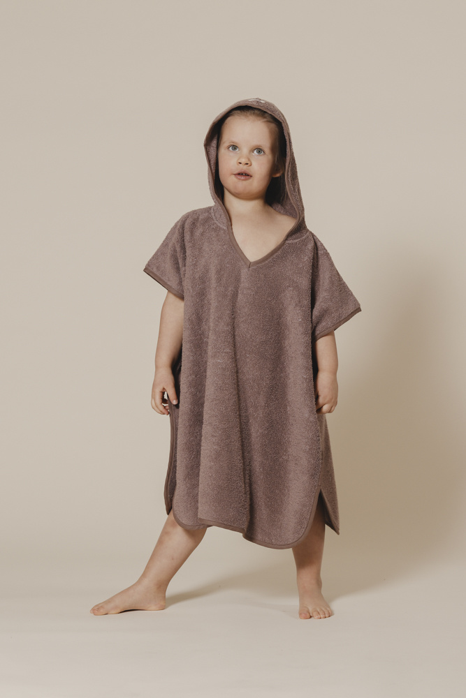 Kinder Badeponcho kakaofarben 61x70 cm