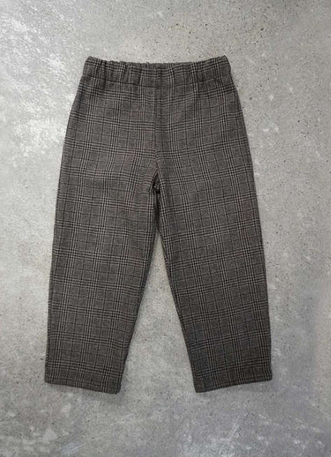 FLOOM STUDIO  Pantalon à carreaux pour enfants, marron - Upcycling Material !