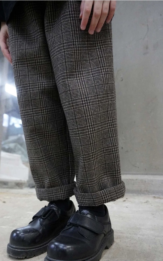 FLOOM STUDIO  Kids checkered trousers brown - Upcycling Material !