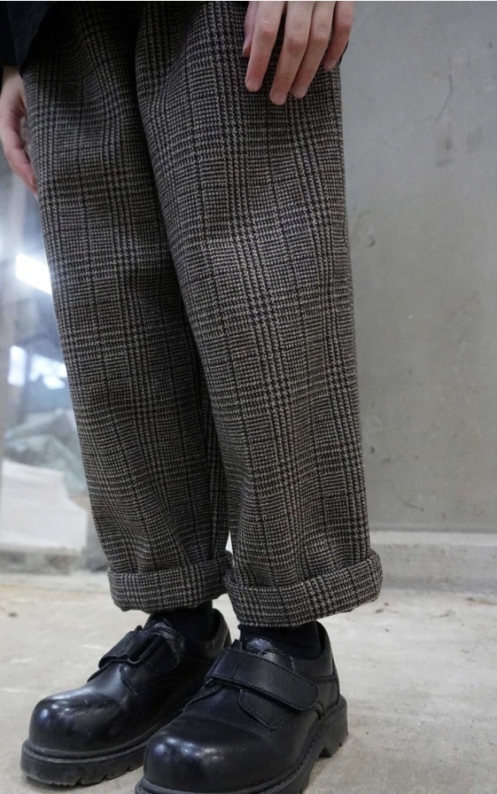 Kids checkered trousers brown - Upcycling Material !