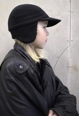FLOOM STUDIO 5-Panel-Wollkappe in schwarz mit Ohrenklappen