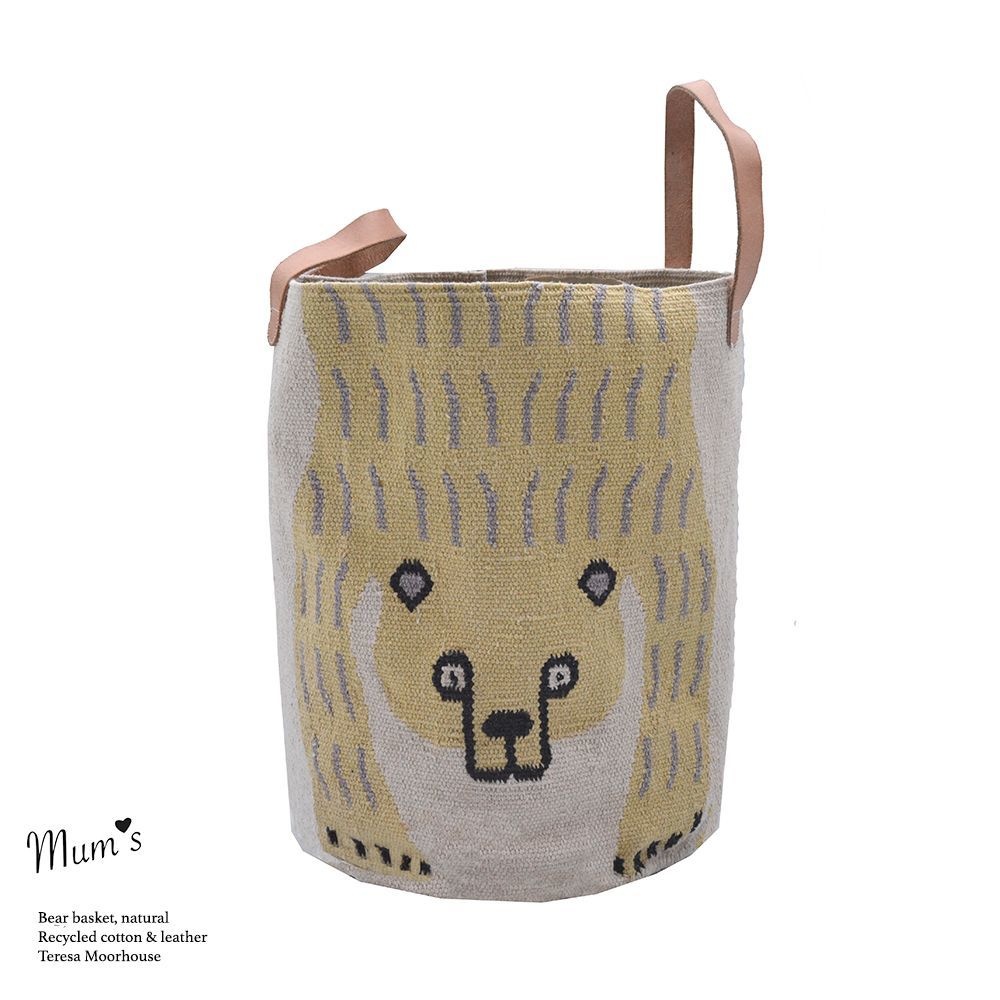 MUM'S Bear basket natural colour/yellow 35x45 cm