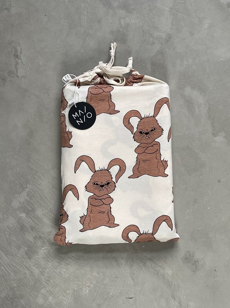 MAINIO CLOTHING Bunni-Hase Bettwäsche Set 150x210 / 50x60 cm weiss/kastanienbraun