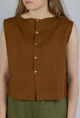 HULMU DESIGN Linen shirt cinnamon adults with button placket