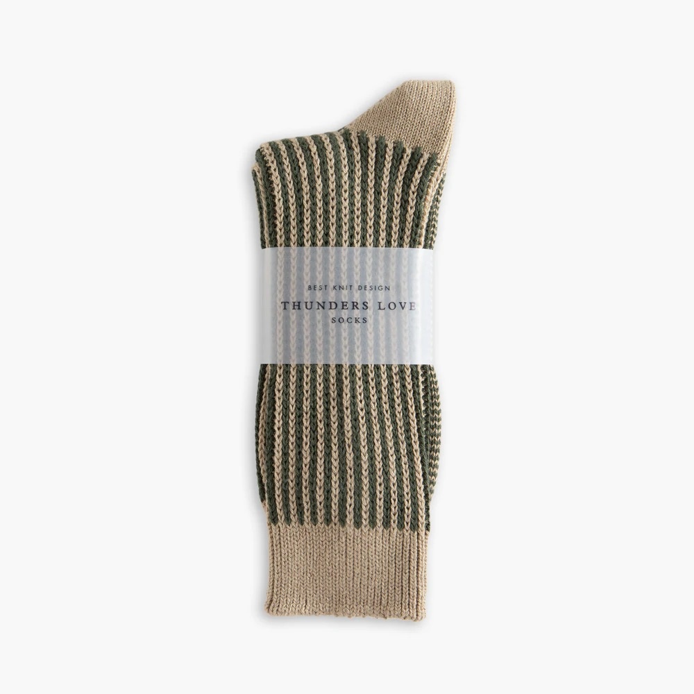 Cotton socks green/beige