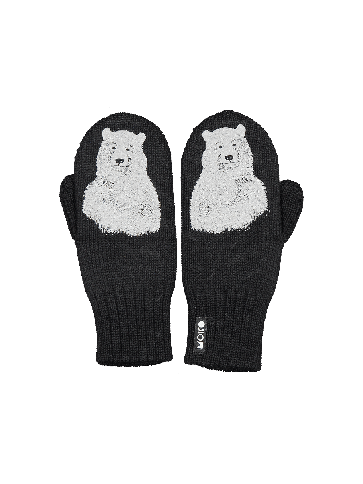 MOIKO DESIGN Kids double knit merino wool mittens "Nanuk" black/white