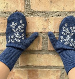 MOIKO DESIGN Kids merino mittens "Blueberry" blue/white