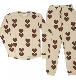 GEGGAMOJA / Kinder Bambus Pyjama "Brown Heart"