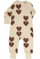 Baby Bamboo Pyjama Jumpsuit "Brown Heart"