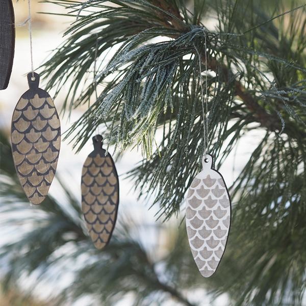 PAPURINO Cône deco en bois jeu de 4