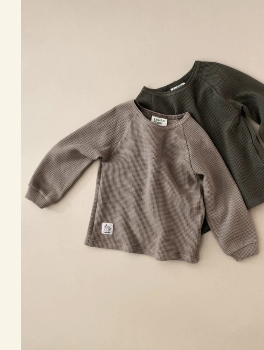 LAISKA EBBA Kids Waffle Raglan taupe