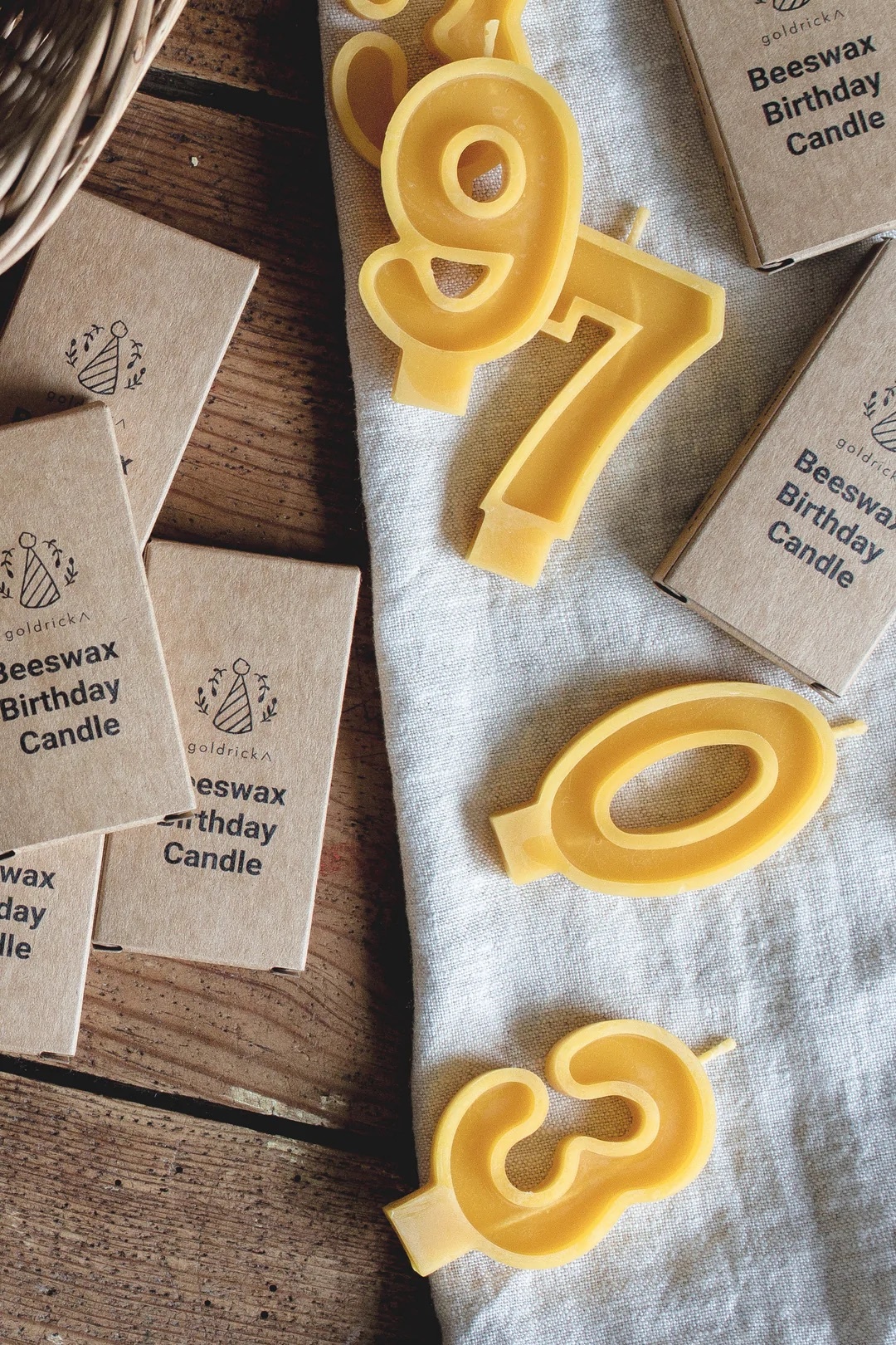 GOLDRICK Beeswax number candles