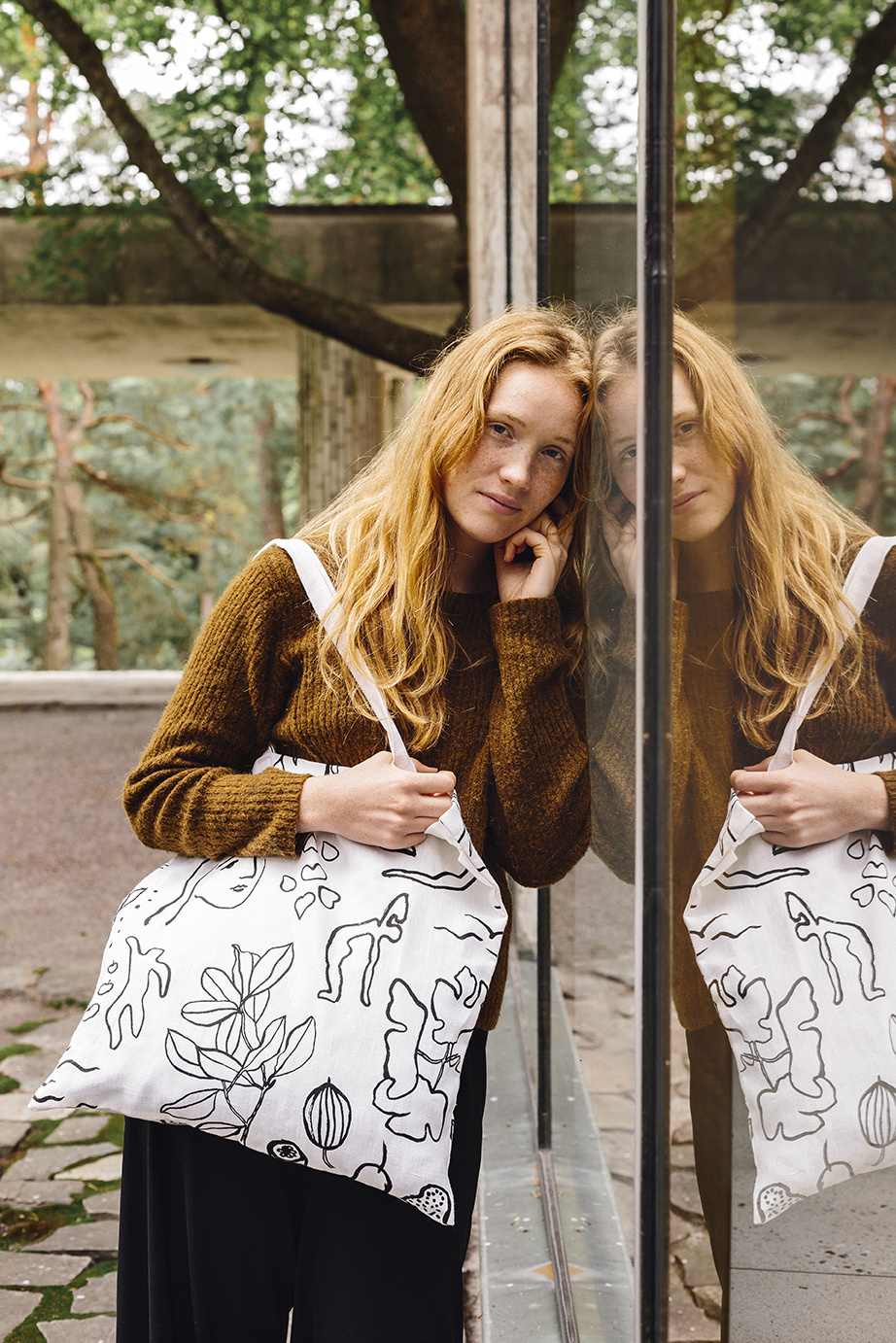 SAANA JA OLLI Hanf Tragetasche "Onnenmaa" 46x46 cm