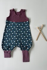 Baby romper purple/blue - with growing cuffs!