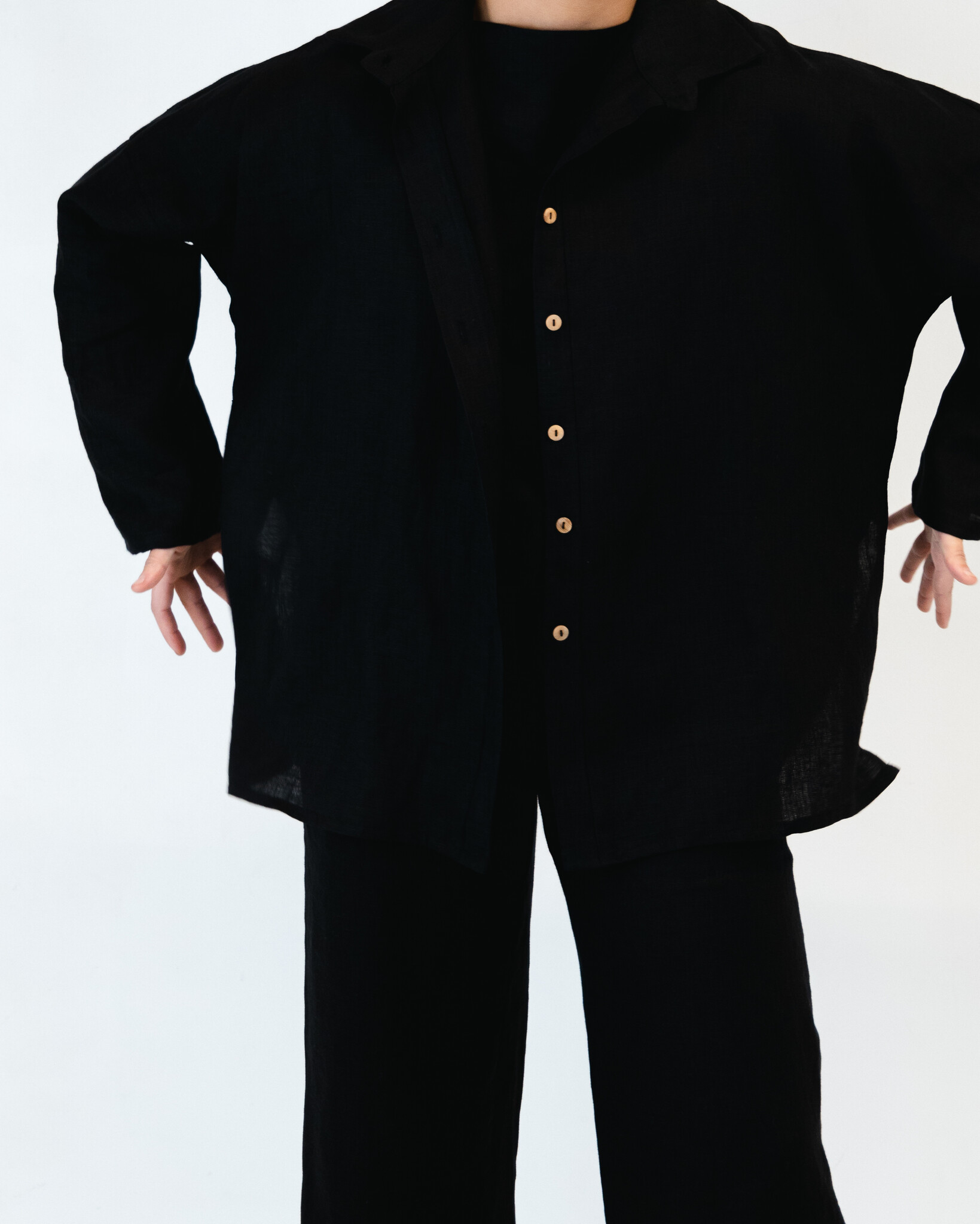 HULMU DESIGN Linen Shirt black coloured  - ONE SIZE Product