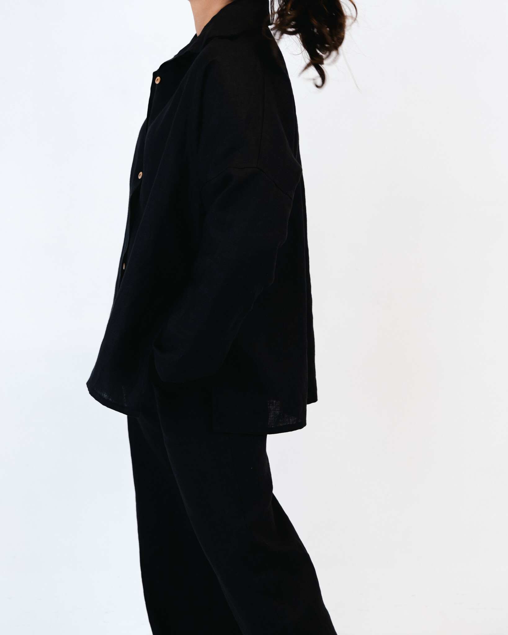 Chemise en lin noir coloré - ONE SIZE produit