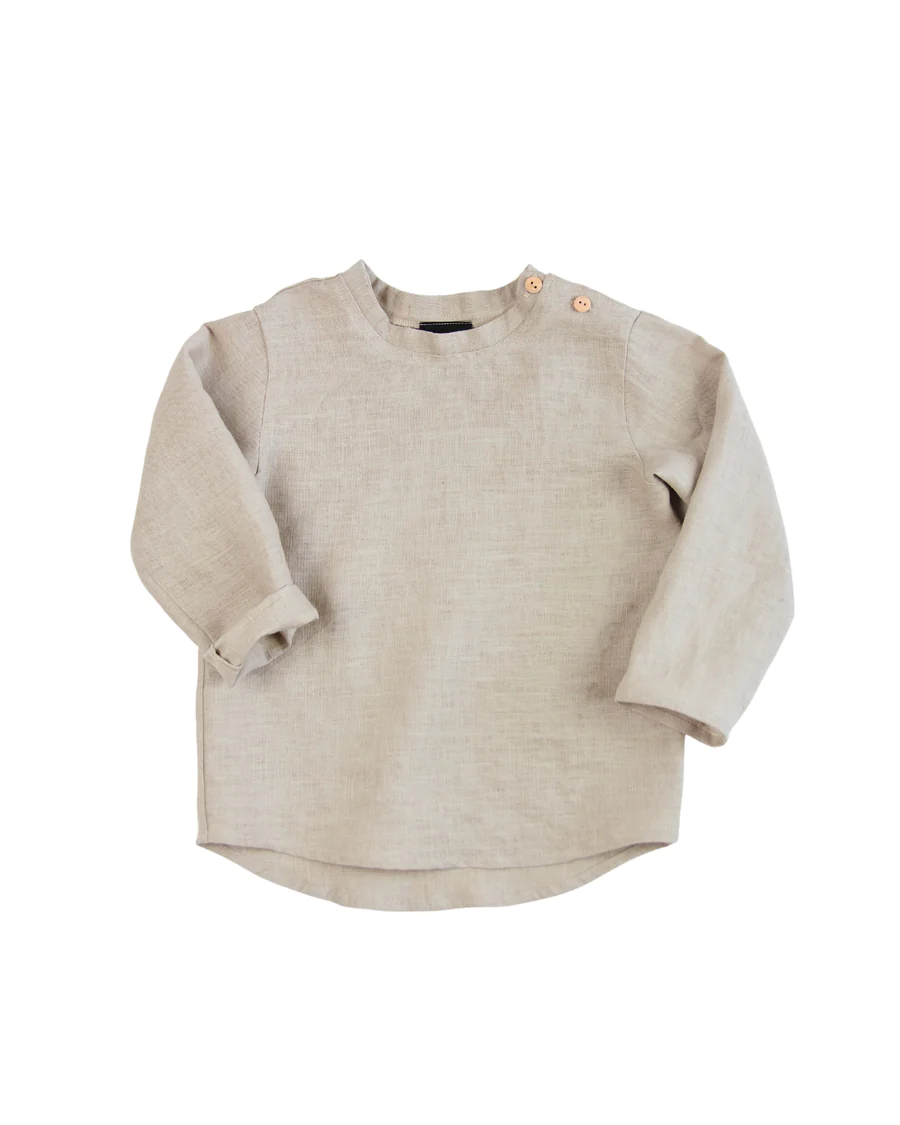 Chemise en lin pour adultes, de couleur sand