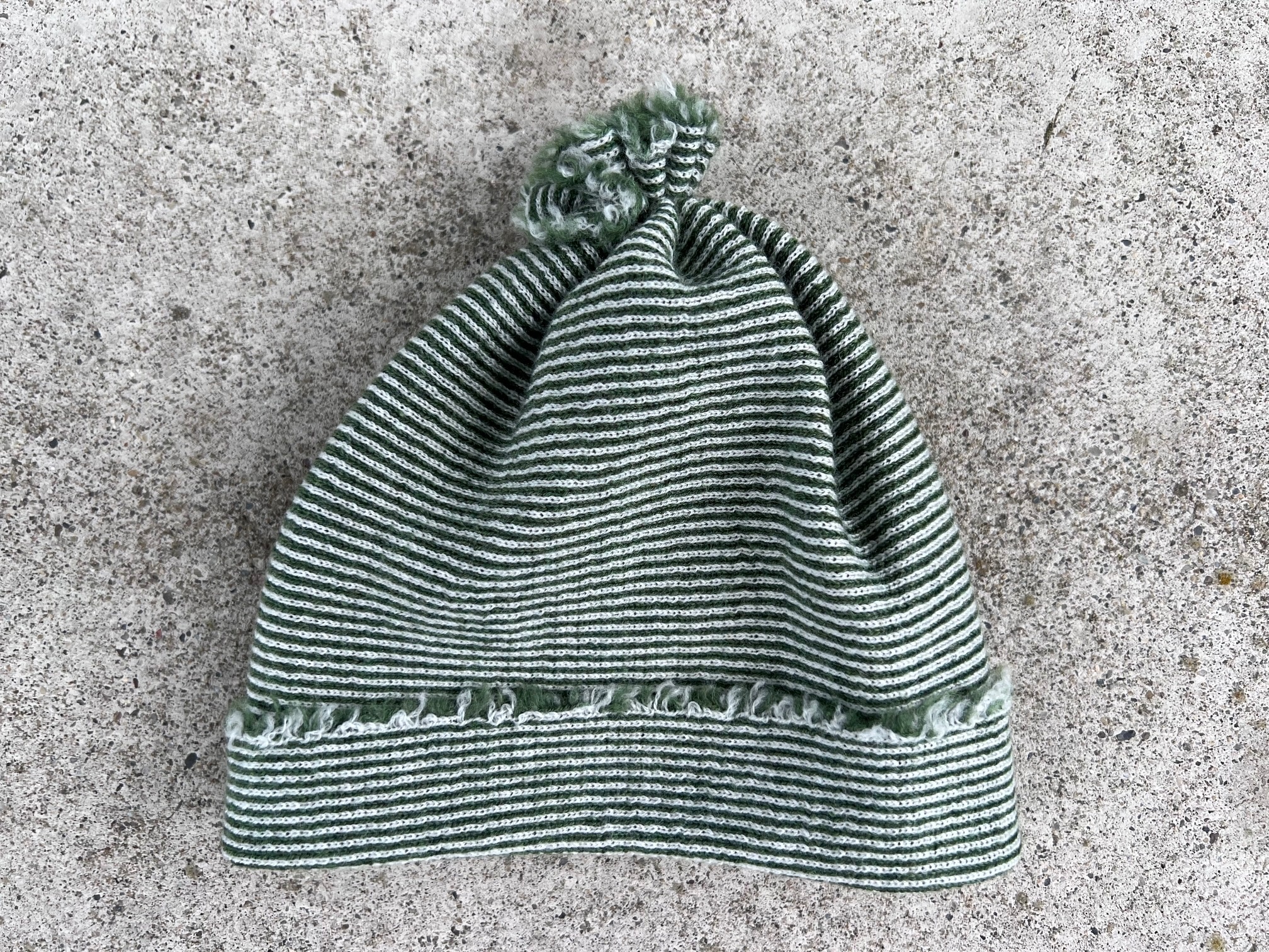 KNITWORKS Bonnet rayé vert en laine de mérinos pour bébé