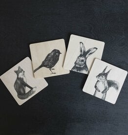 MIIKO DESIGN Wooden coasters set of 4 "Wild animals"