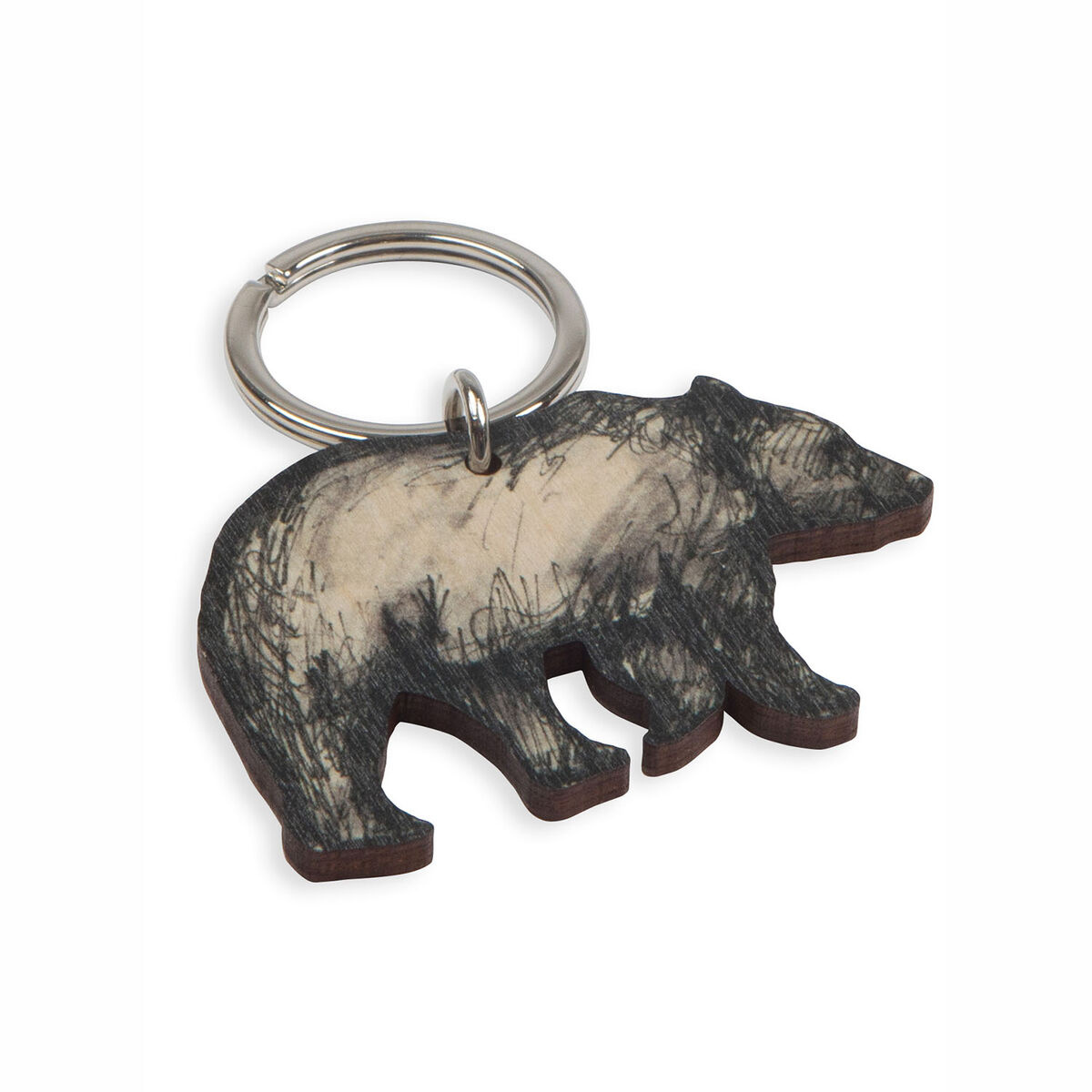 MIIKO DESIGN Wooden Keychain "Bear" 4.5 x 7 cm