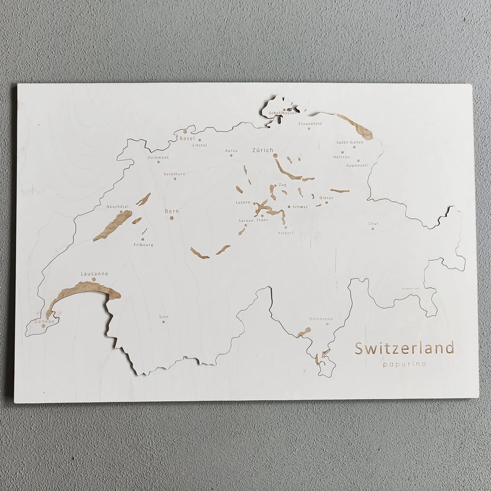 PAPURINO Holz Landkarte Schweiz