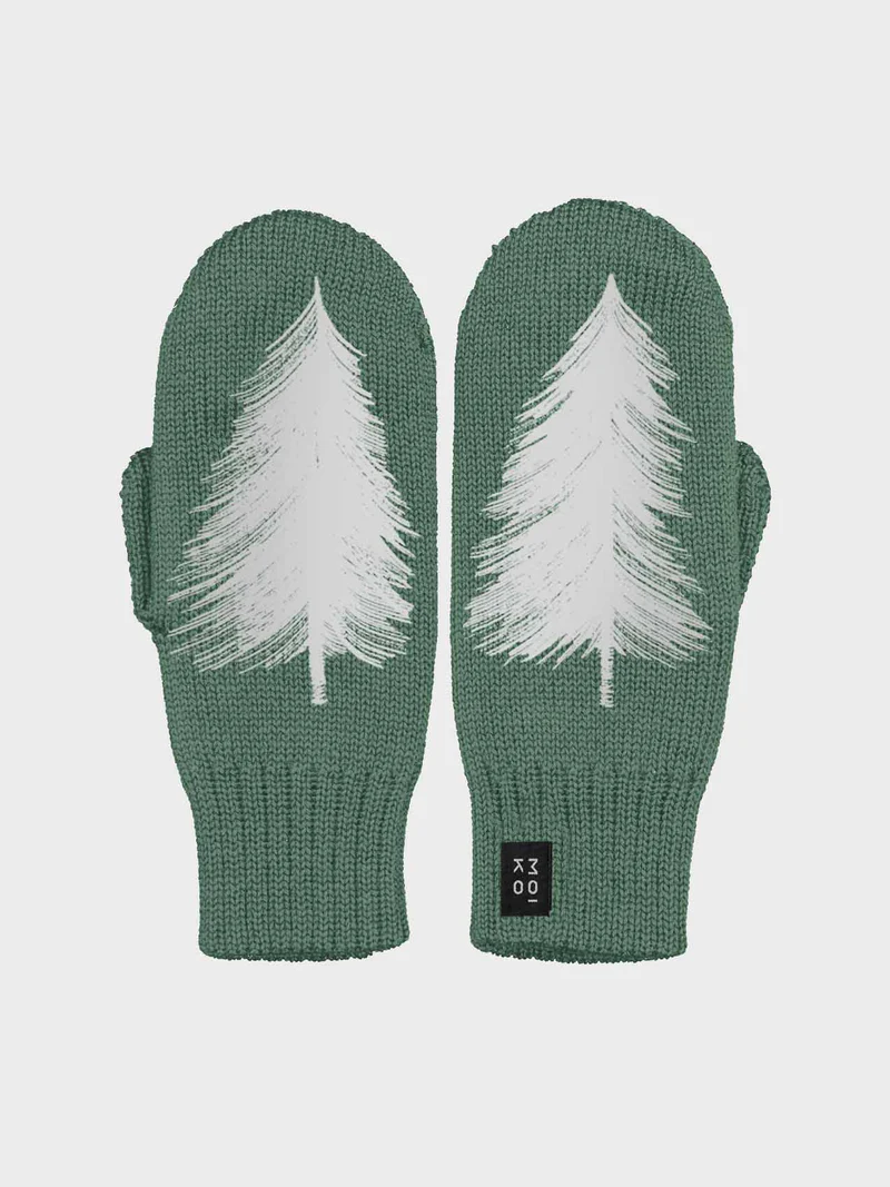 MOIKO DESIGN Moufles en mérinos double tricot "Metsä" vert sapin