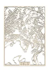 PAPURINO Wooden map of Oslo Norwegen 40 x 56 cm