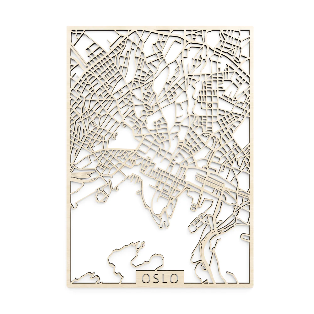 PAPURINO Holz-Karte von Oslo Norwegen 40 x 56 cm