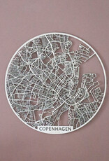 PAPURINO Wooden map of  Copenhagen Denmark D 49 cm