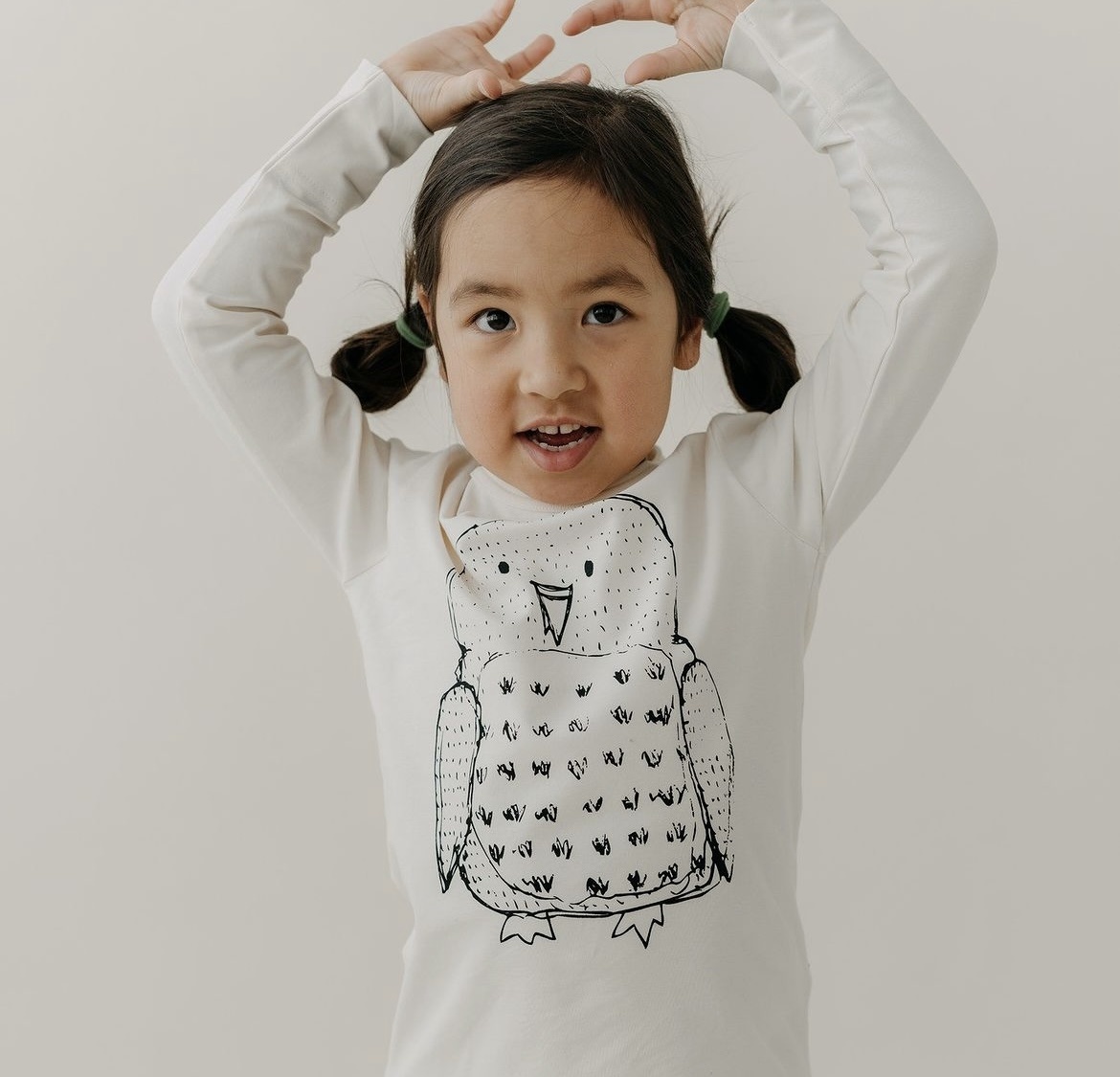 Longsleeve t-shirt Owl natural white