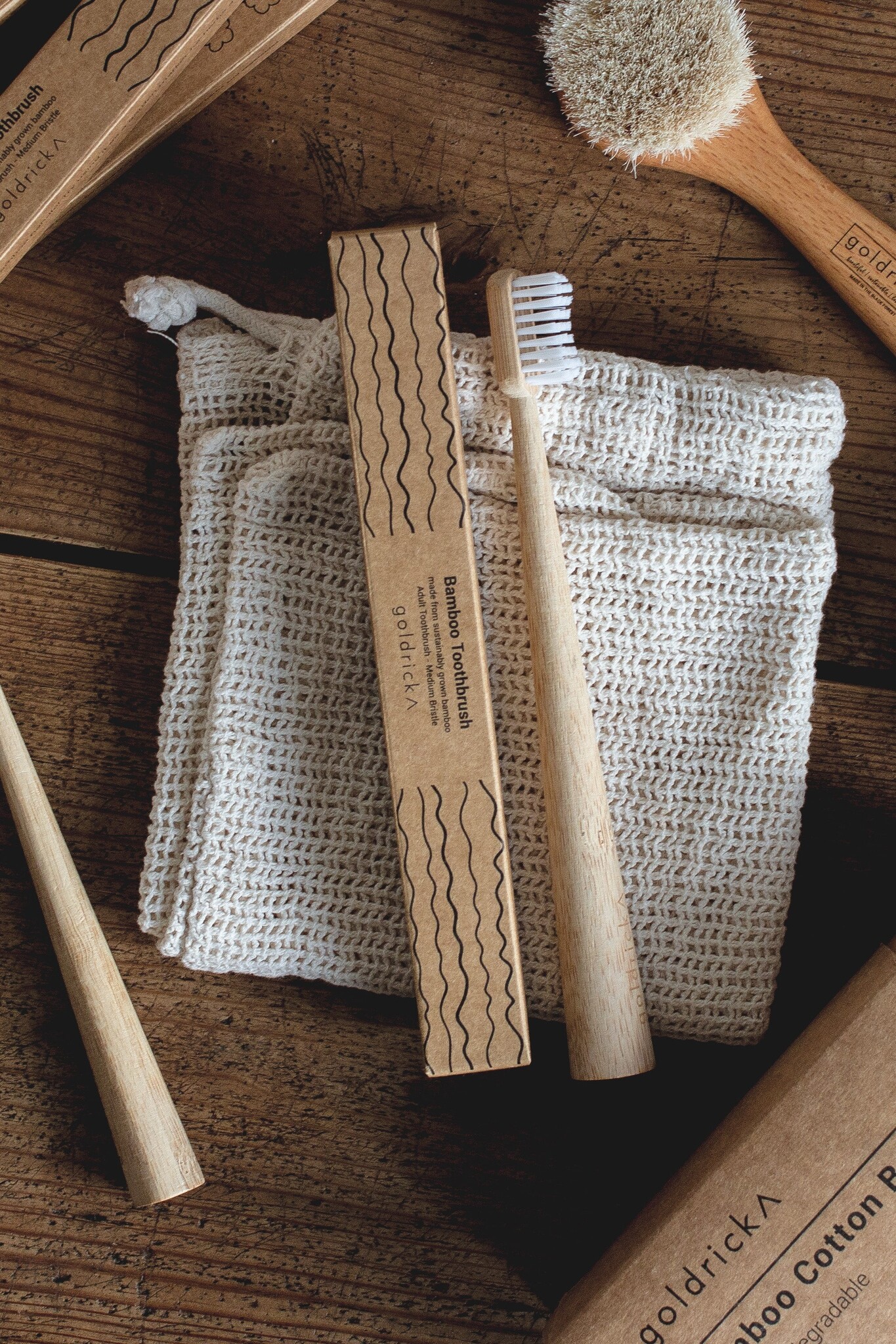 GOLDRICK Bamboo Toothbrush Set of 4