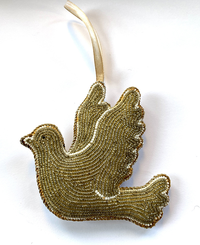 MUM'S Glass beads deko "Golden Dove"