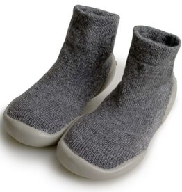 Wool house socks grey with rubber sole
