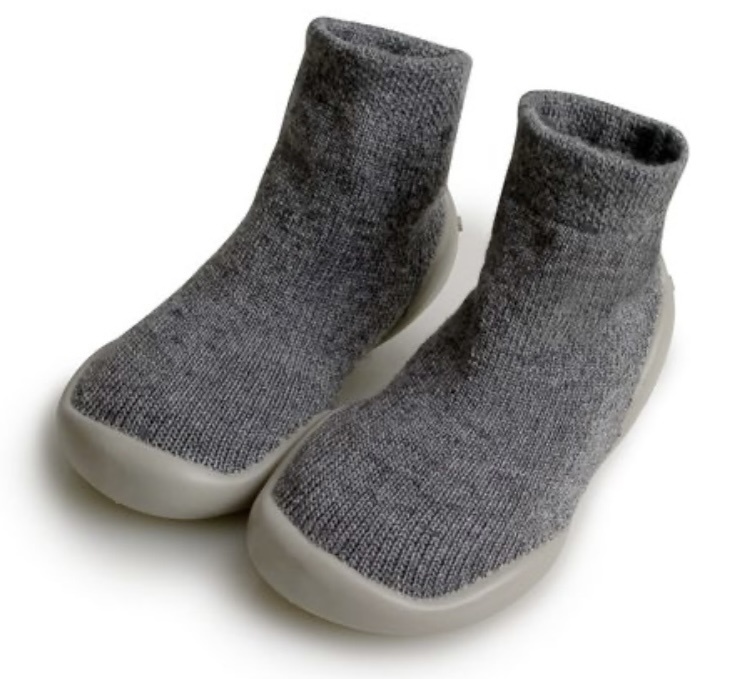 COLLÉGIEN Wool house socks grey with rubber sole