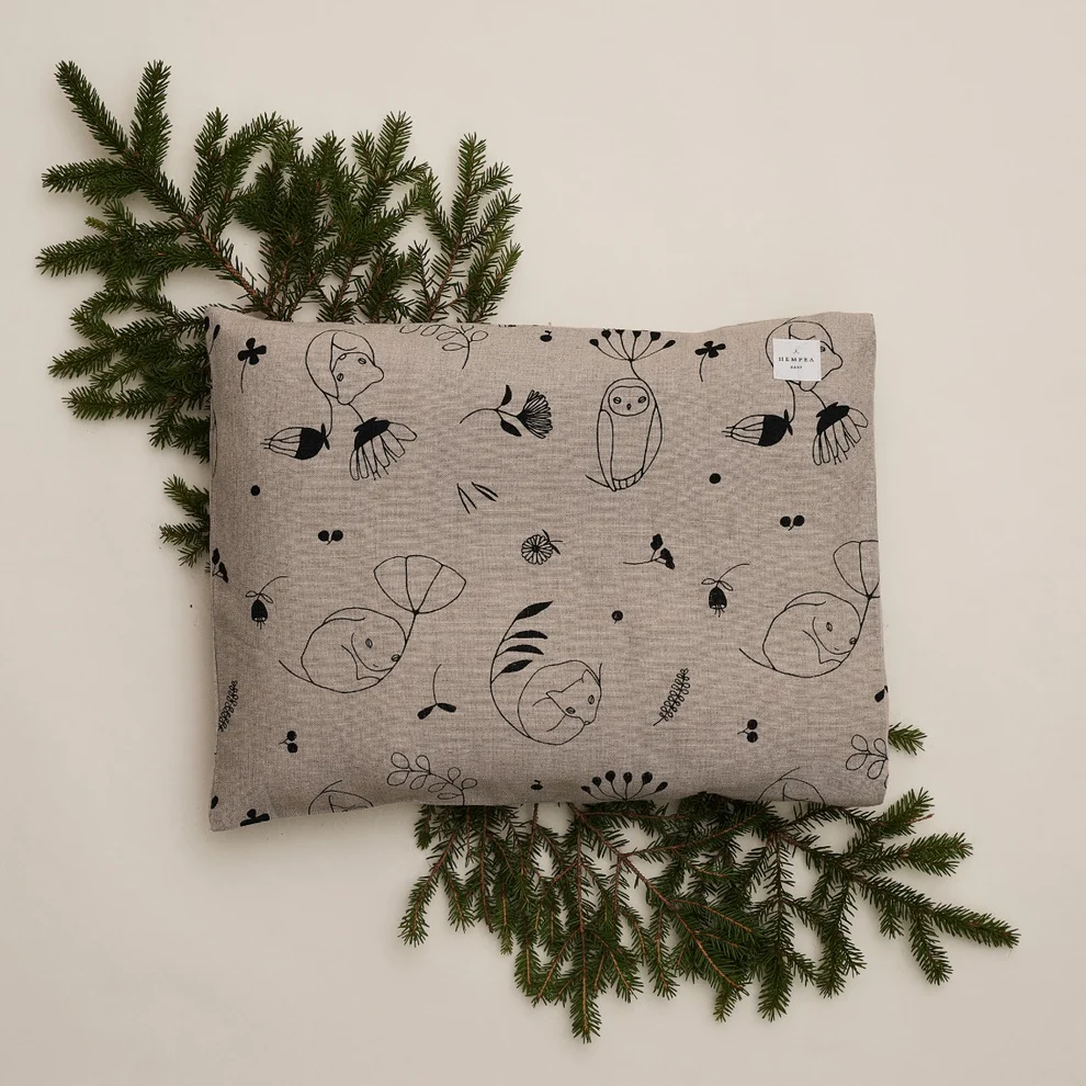 HEMPEA  "Sleepy forest" hemp pillow case for baby and kid