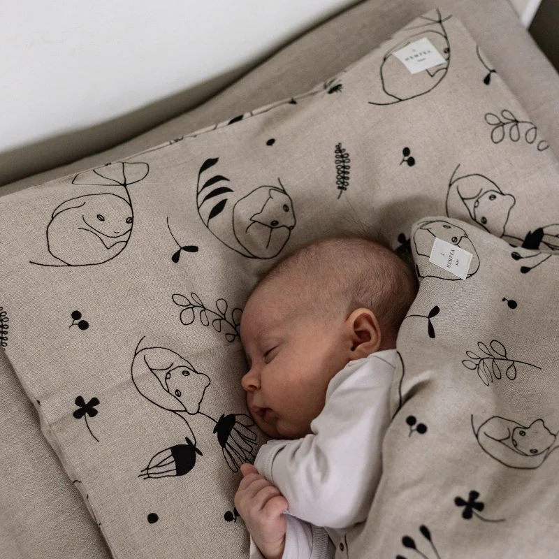 HEMPEA  "Sleepy forest" hemp pillow case for baby and kid