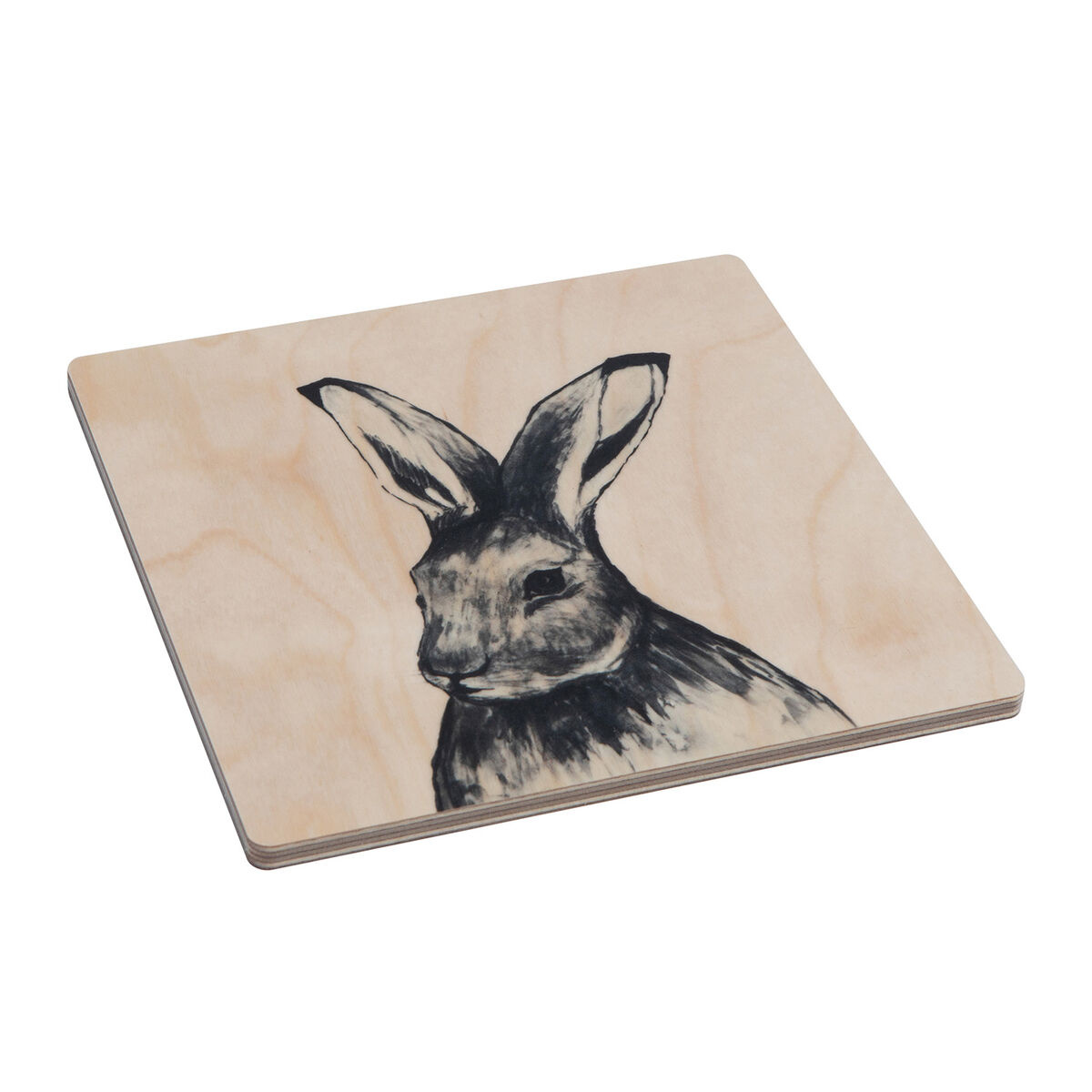MIIKO DESIGN Wooden coaster "Jänis" 17x17 cm