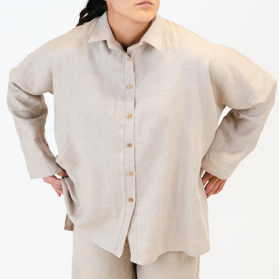 HULMU DESIGN Linen Shirt beige coloured  - ONE SIZE Product