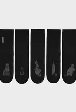 MOIKO DESIGN Lot de 5 chaussettes noires "Muumipappa ja Meri"