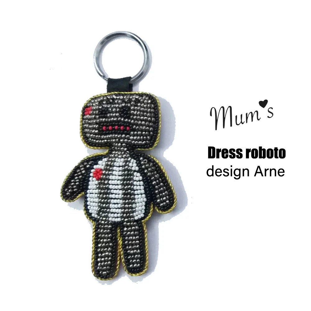 MUM'S Dress Robot Key Ring white coloured