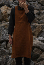 HULMU DESIGN Tablier en lin vert olive et cannelle