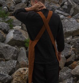 Tablier en lin cannelle