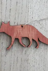 PAPURINO Décoration en bois de renard coloré en rouge