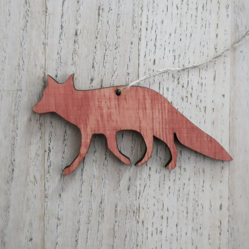 PAPURINO Décoration en bois de renard coloré en rouge