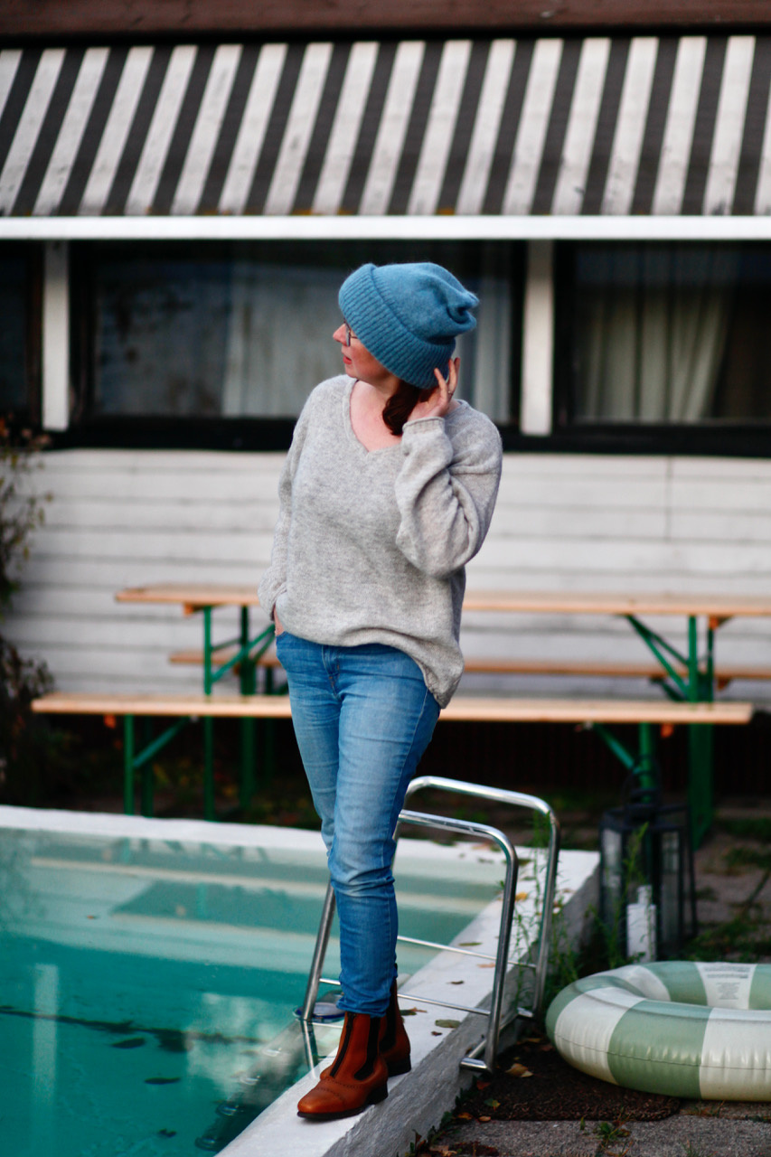 LUMOAN ONE SIZE Erwachsenen Alpaka Pullover graufarben