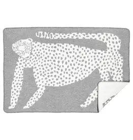 KAUNISTE Wolldecke "Leopardi" 130 x 180 cm grau/weiss