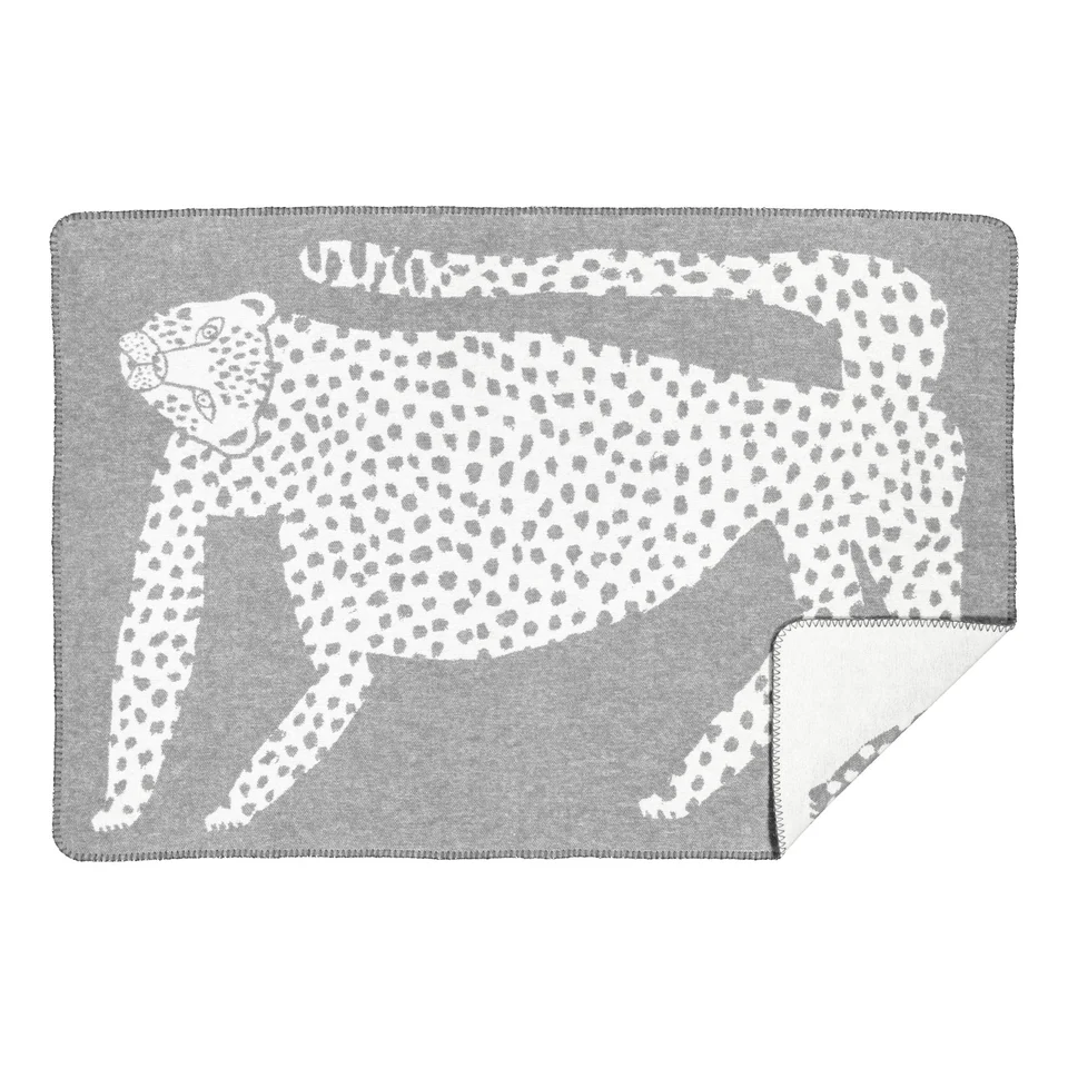 KAUNISTE Wolldecke "Leopardi" 130 x 180 cm grau/weiss